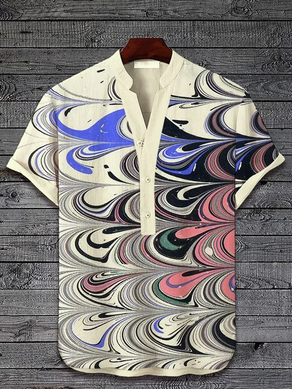 New golden mushroom style V-neck short-sleeved shirt foreign trade fashion casual loose T-shirt shirt bamboo linen shirt top