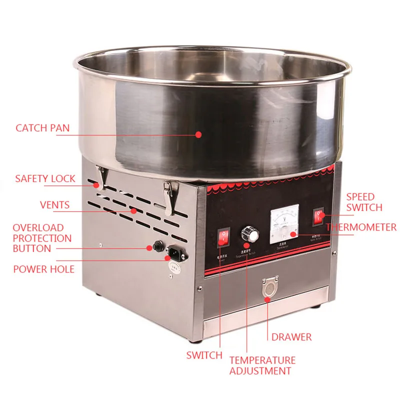 ماكينة حلوى القطن الكهربائية المصنوعة من الفولاذ المقاوم للصدأ ماكينة صنع الوجبات الخفيفة على شكل زهرة للحفلات