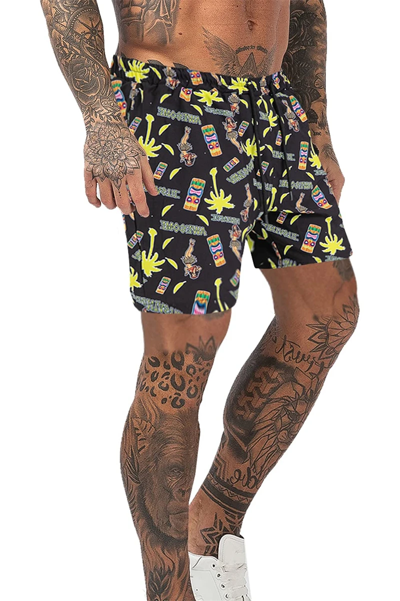 กางเกงว่ายน้ำขาสั้นสำหรับผู้ชายกางเกงชายหาดขาสั้นผ้าตาข่ายแห้งเร็ว2023ว่ายนํ้าแข็ง