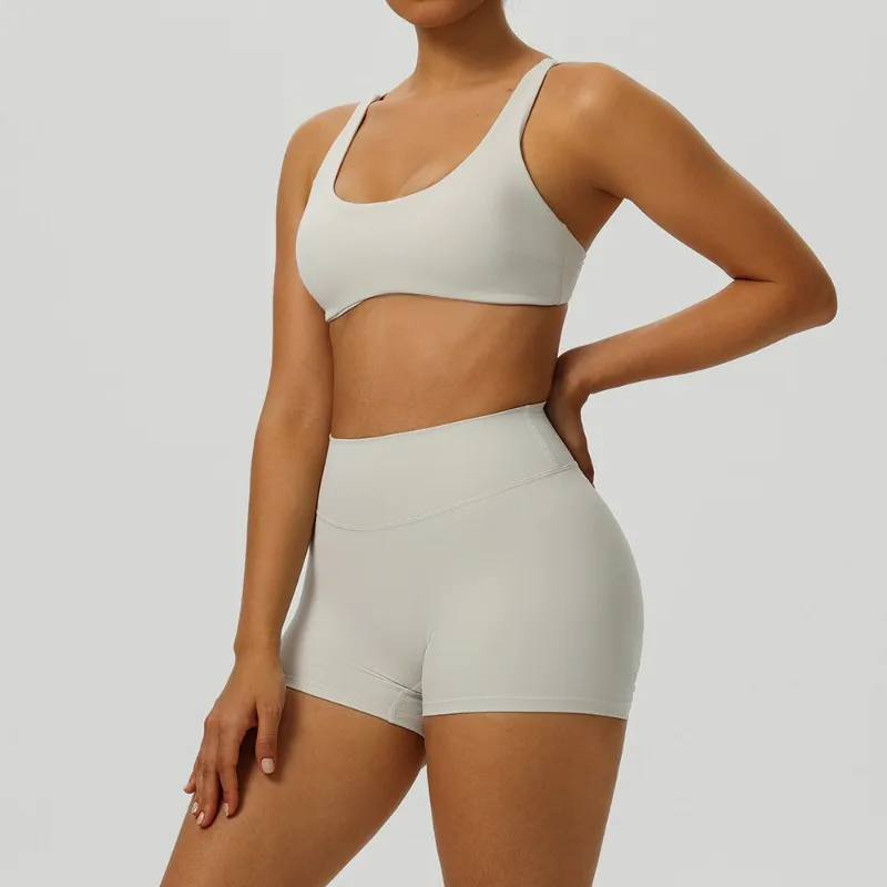 

Новый женский спортивный бюстгальтер, комплект одежды для йоги с перекрестными границами, шортами с высокой талией и длинными брюками для фитнеса