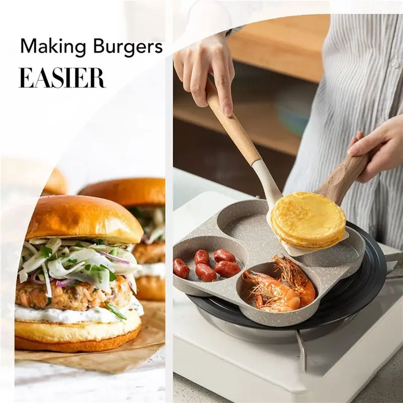 PZHI-2X Egg Pan Omelette Pan, 4-Cup Nonstick Egg Frying Pan, Egg Cooker Pan Egg Skillet For Breakfast, Pancake, Plett