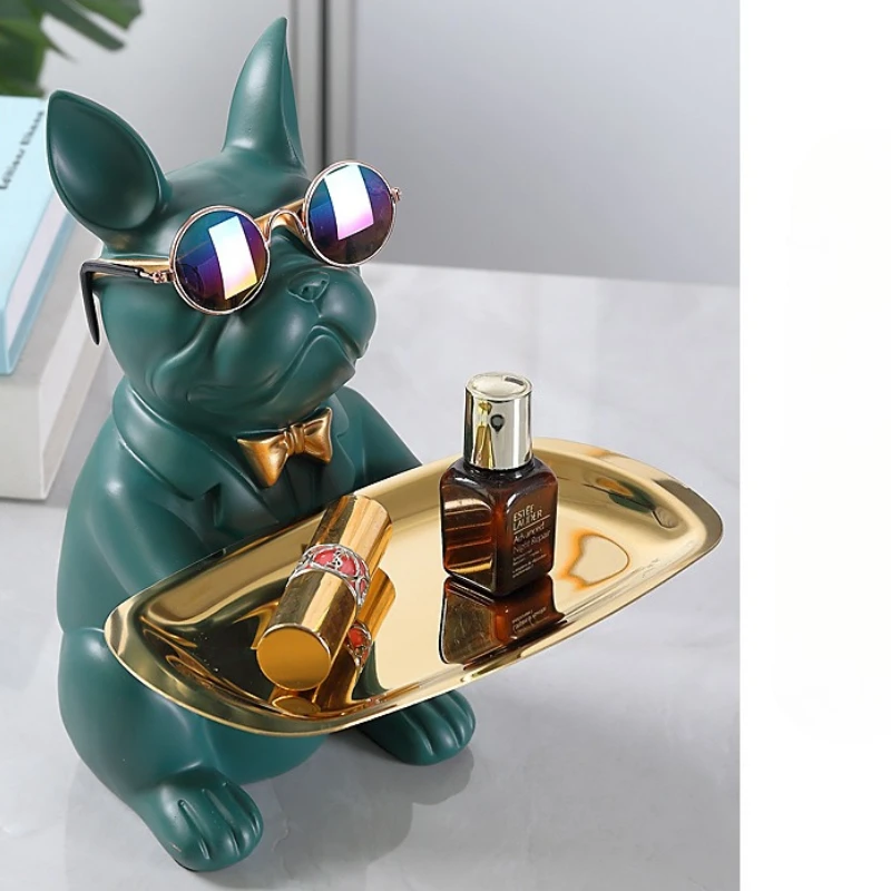 

Nordic Luxury Bulldog Storage Box Aesthetics Sculpture Dog Statue Entryway Key Storage Ornament Coin Bank Coin Jar Decor Crafts