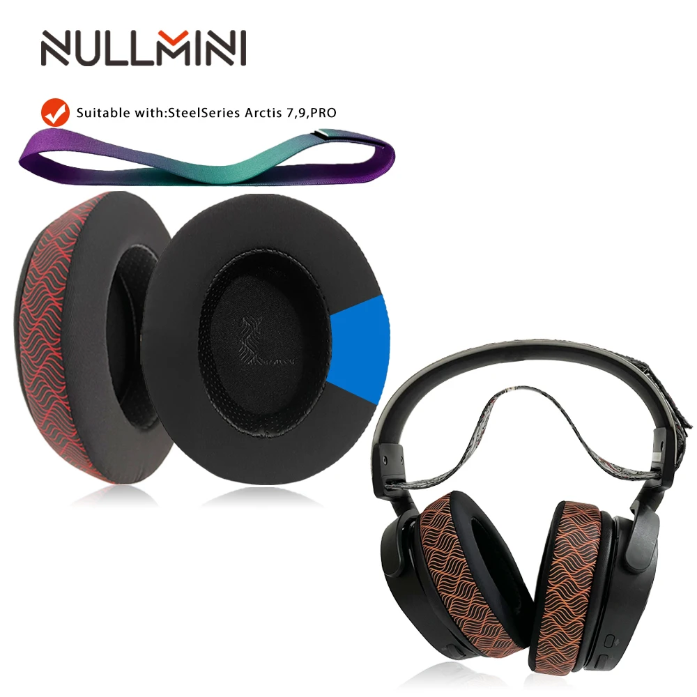 وسادات أذن بديلة من NullMini لسماعات الرأس SteelSeries Arctis Pro، 7، 7p، 9، 9X، غطاء وسادة أذن من جل التبريد وعصابة رأس