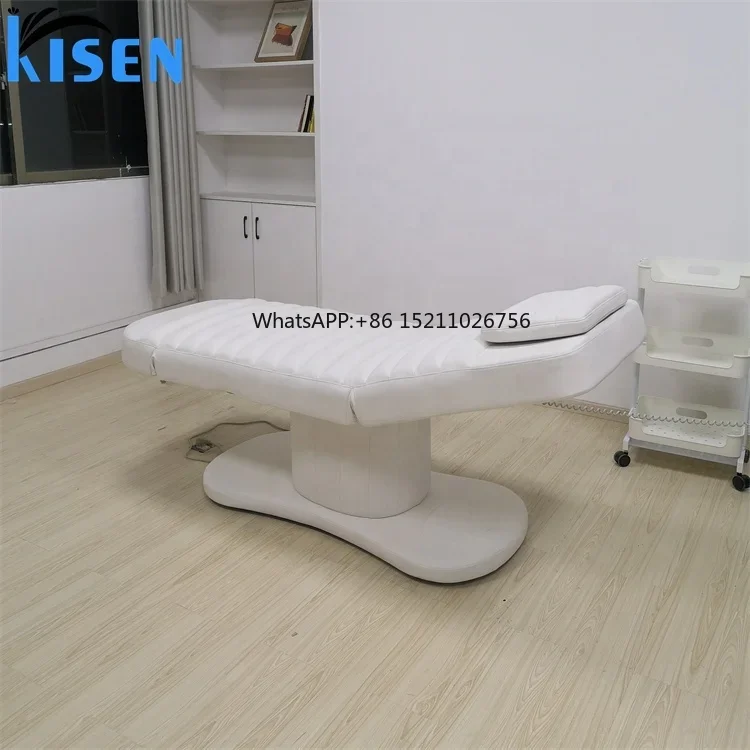 Modern 3 motors milking massage lift table de professional electric eyelash facial SPA cosmetic white beauty salon bed