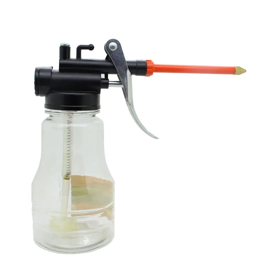 

New 250cc Transparent High Pressure Pump Oiler Lubrication Oil Can Plastic Machine Oiler Grease 245mm Length flex Gun