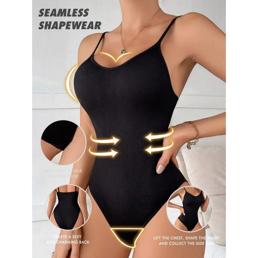 

Женское бесшовное корректирующее боди однотонного цвета с регулируемыми бретелями