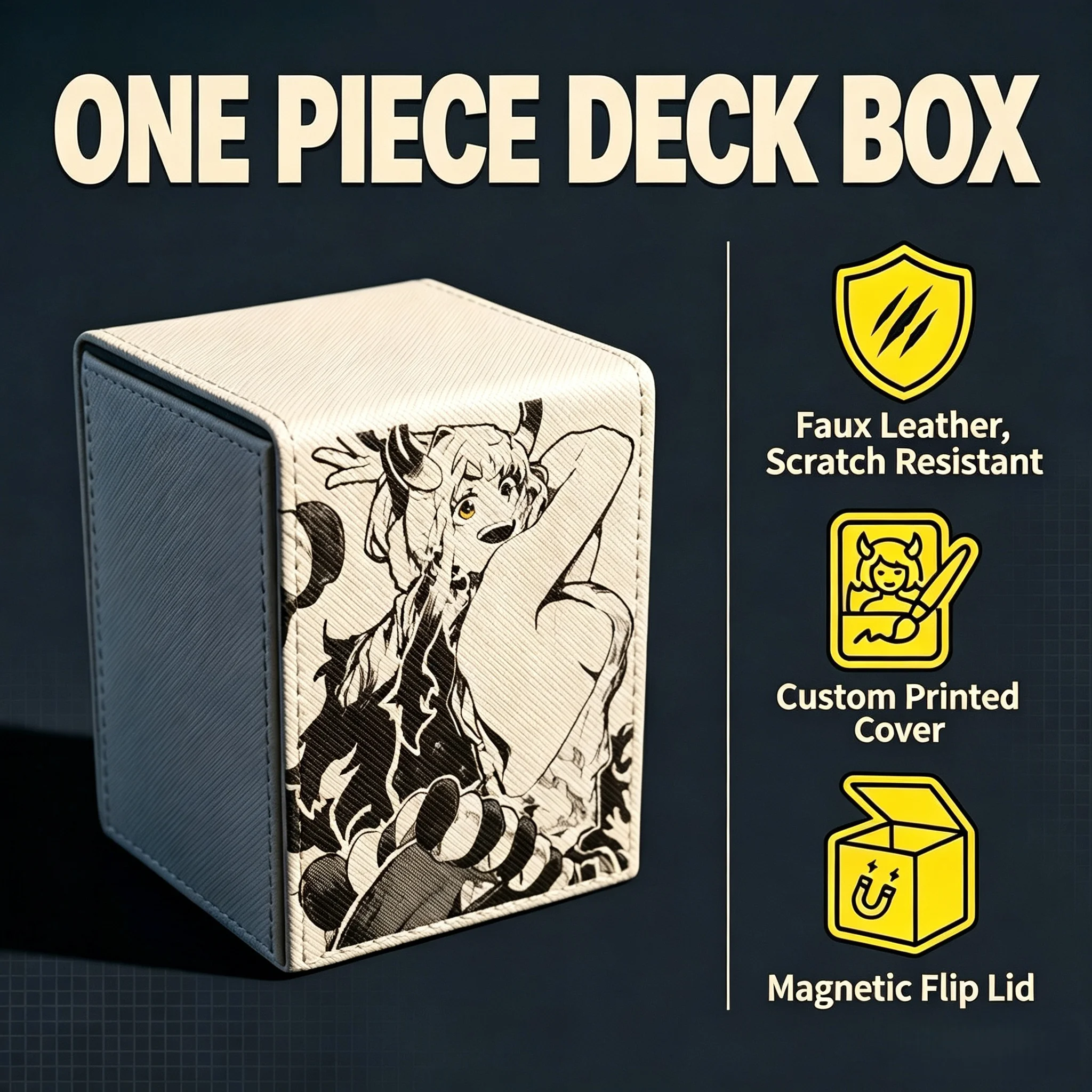 Image of One Piece Yamato Doppelseitig Bedruckte Kartenbox Leder Magnetverschluss TCG OCG WS VG Spielkartensammelbox 100+100+