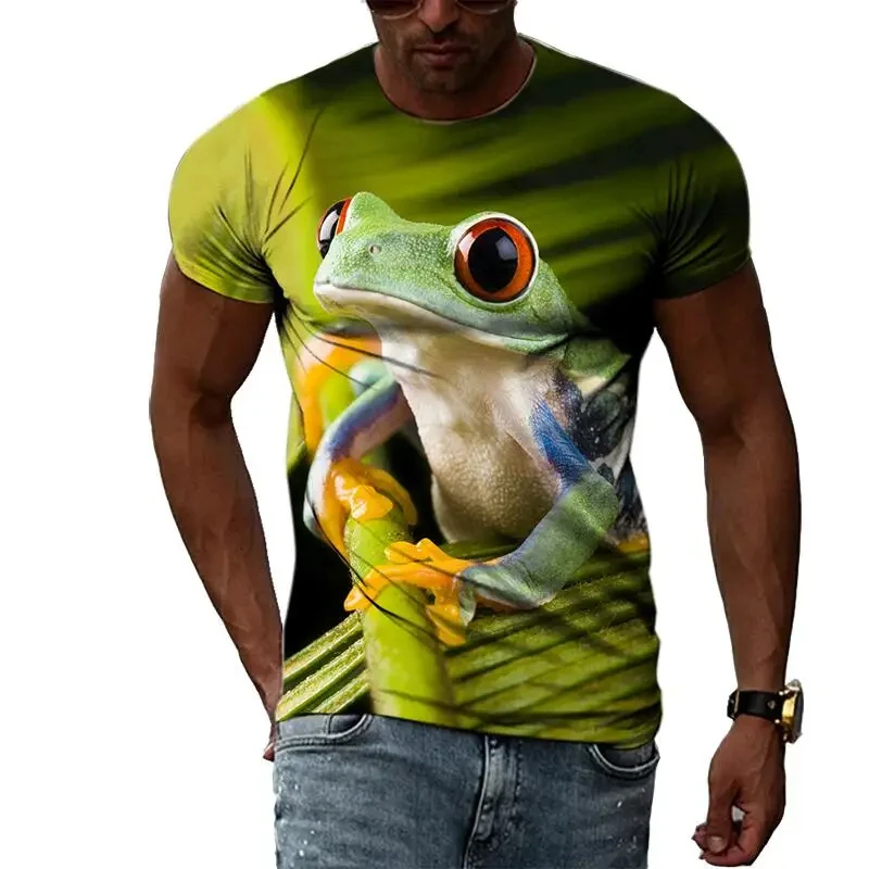 Funny Frog T-Shirts Animal 3D Print Streetwear Men Women Fashion Oversized Short Sleeve T Shirt Male Tees Tops Man Male Clothing