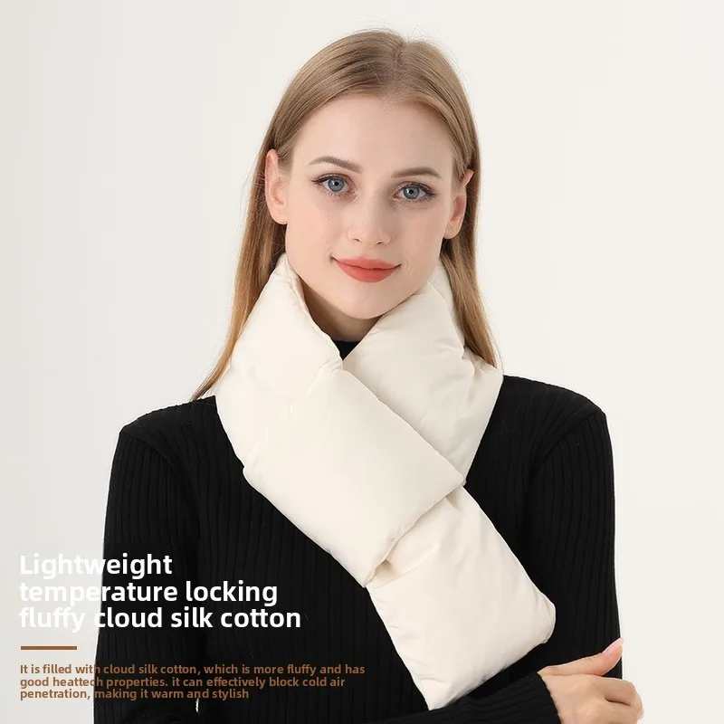 

Korean Scarf Winter Women's High-end Sense of Warmth Solid Color European and American Cross-border Down Scarf