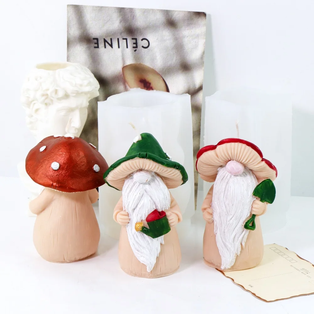 Weihnachten gesichtslose Pilz Silikon Kerze Form gesichtslose Pilz Kelle Harz Form für DIY malen Sie Ihre eigene Kerze Home Decor