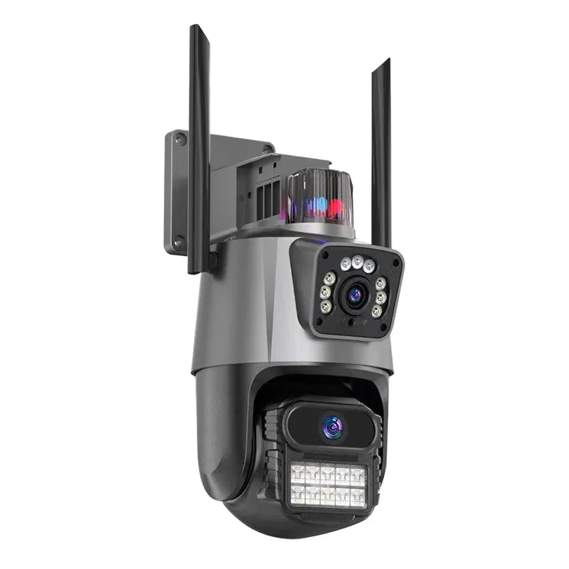 4MP Dual Lens iCsee/V360pro APP 5X Shine Light Siren Alarm PTZ IP Camera Full Color AI Humanoid Detection Security CCTV Monitor