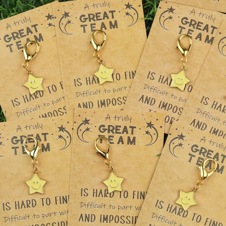 12-teiliges Stern-Schlüsselanhänger-Set – inspirierendes Teamgeschenk aus Legierung für Weihnachten, Erntedankfest, Neujahr – Detail 7