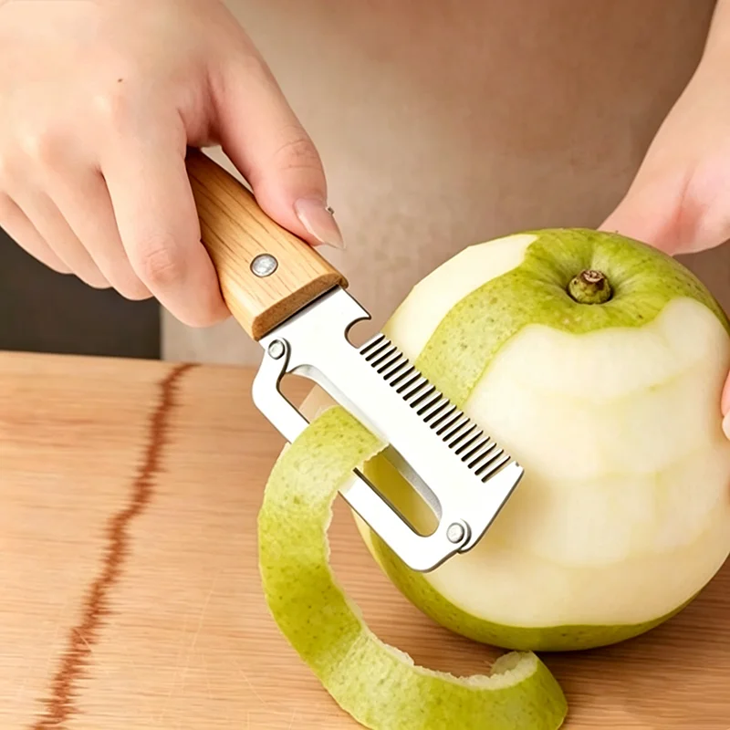 3-in-1 Multifunctional Stainless Steel Peeler, Julienne Slicer Bottle Opener For Fruits, Vegetables,Leeks & Melons ﻿Kitchen Tool