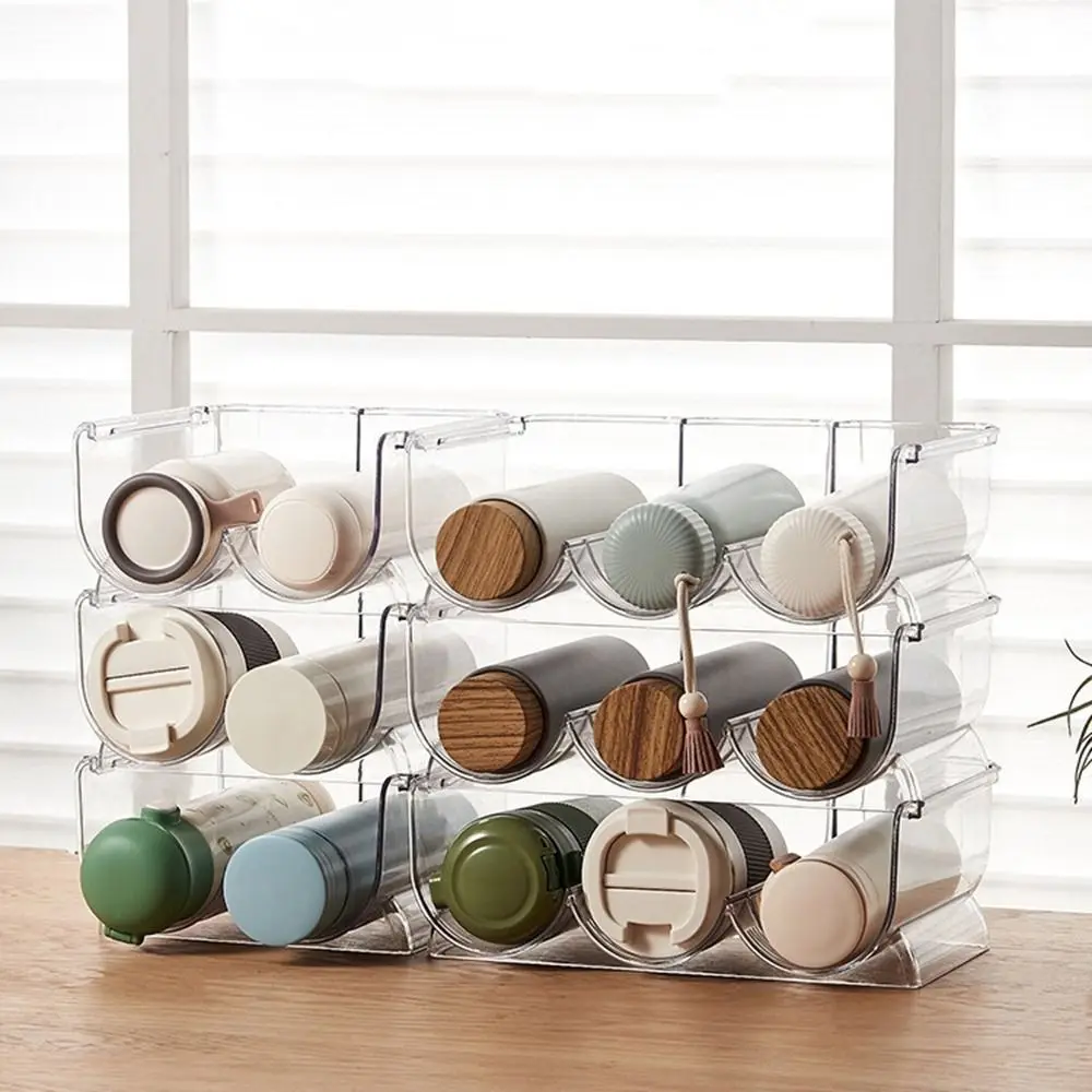 

Creative Plastic Cup Holder Transparent Anti-Fall Water Bottle Holder Saving Space Stackable Wine Water Bottle Holder for Home