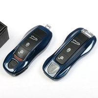 Car Key Case Midnight Blue Control Fob Protective Shell for Porsche Panamera Cayenne Macan Boxster 718 Cayman Taycan 911