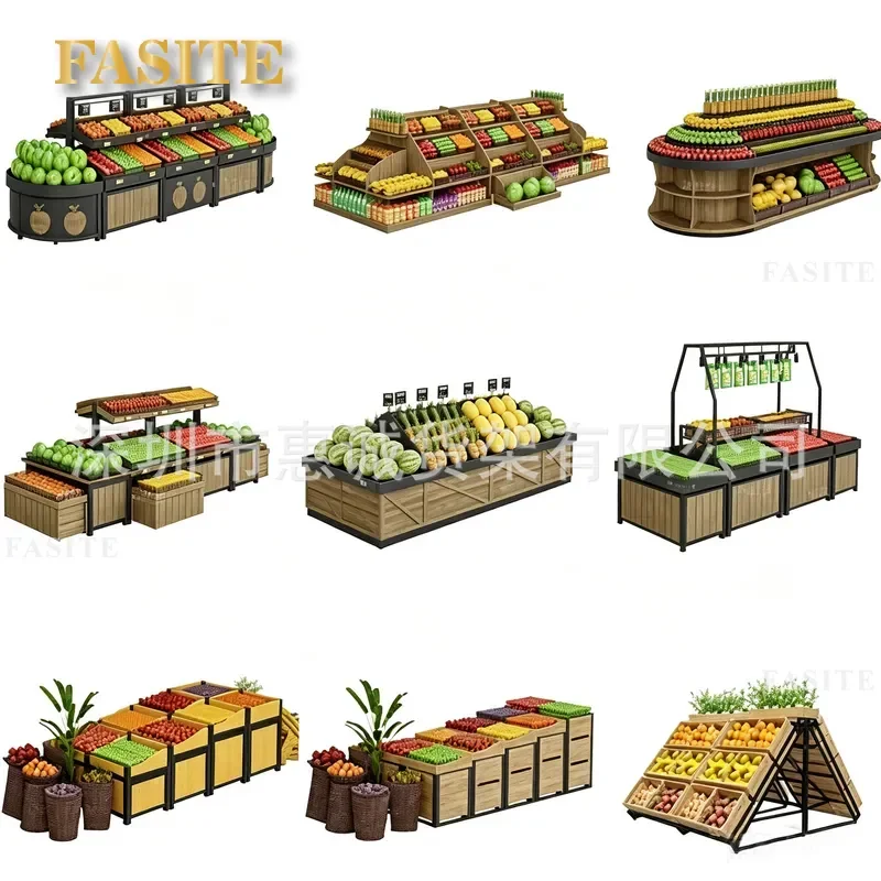 For Supermarket Stainless Steel Fruit and Vegetable Display Shelf Multi Layer Fresh Produce Storage Rack Commercial Store