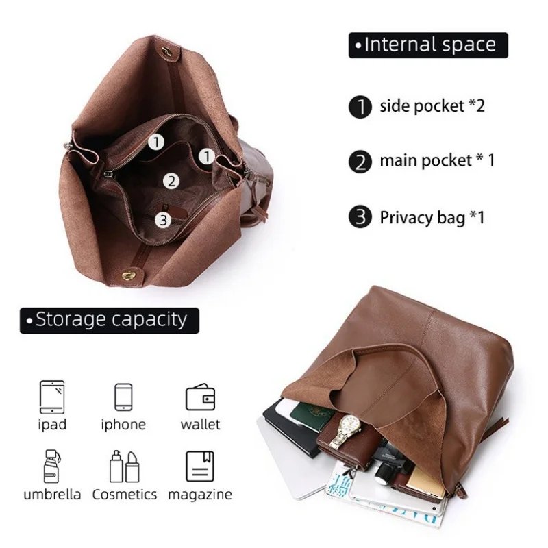 Luxury Cowhide Leather Women Tote Bag, Soft Large Capacity Handbag, Classic Daily Carry Bag for Office, Shopping & Daily Life