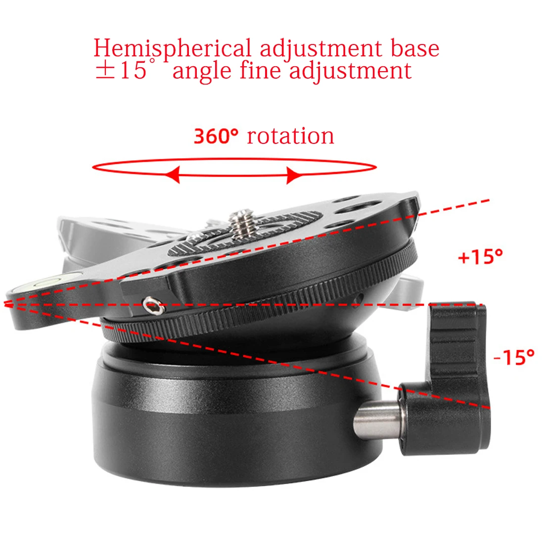 Topcine TP-60N Tripod Leveling Base Half Ball, Quick Inclination 15 ° in Any Direction with Offset Bubble Leve