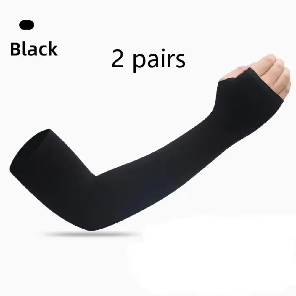 2 Pairs Black Summer Outdoor Riding Driving Arm Guard Hand Sleeve Cover