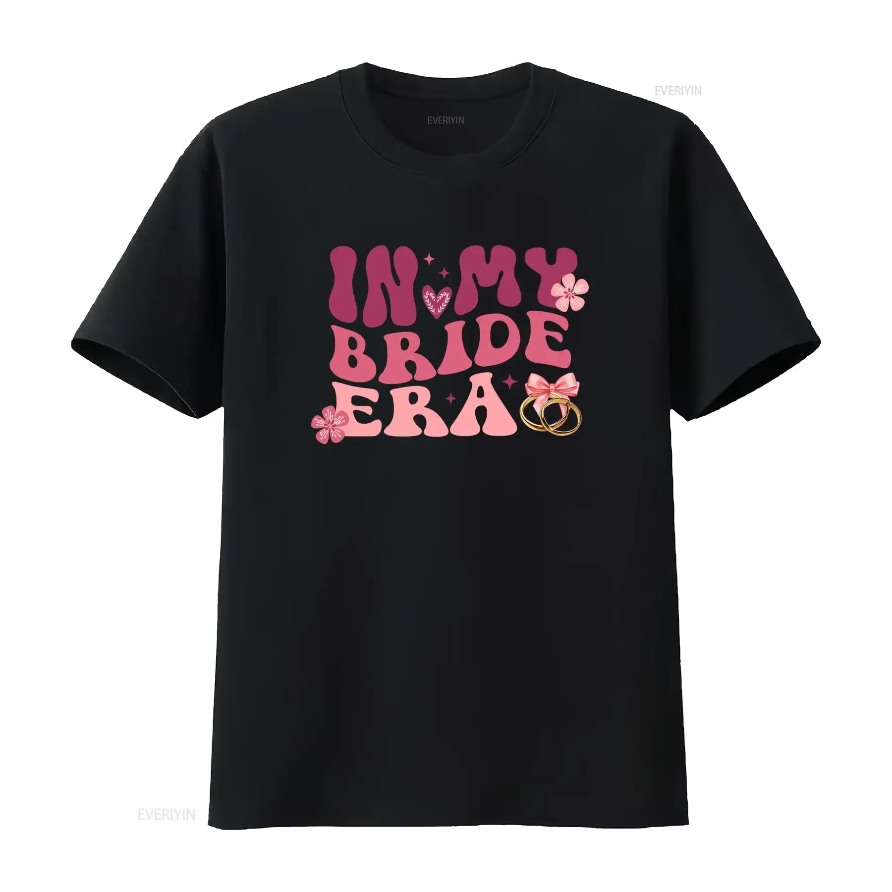 Retro Groovy In My Bride Era Wedding Ring Heart Print Bachelorette Party Casual T Shirt vintage Washed Breathable fashion