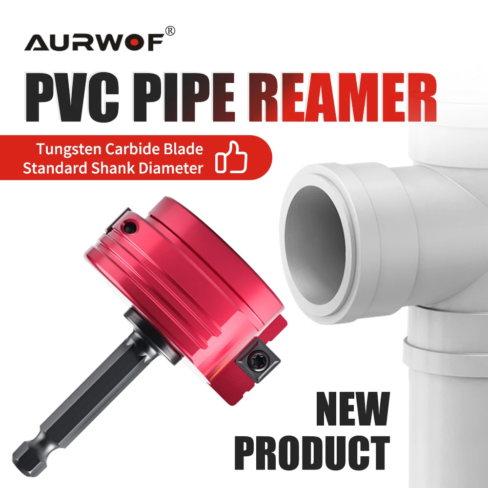 AURWOF 1개 PVC 파이프 리머 6.35mm 육각 샤프트 배관 공구 PVC ABS 배수관 조인트 공구 드릴 비트 시멘트 잔여물 청소용