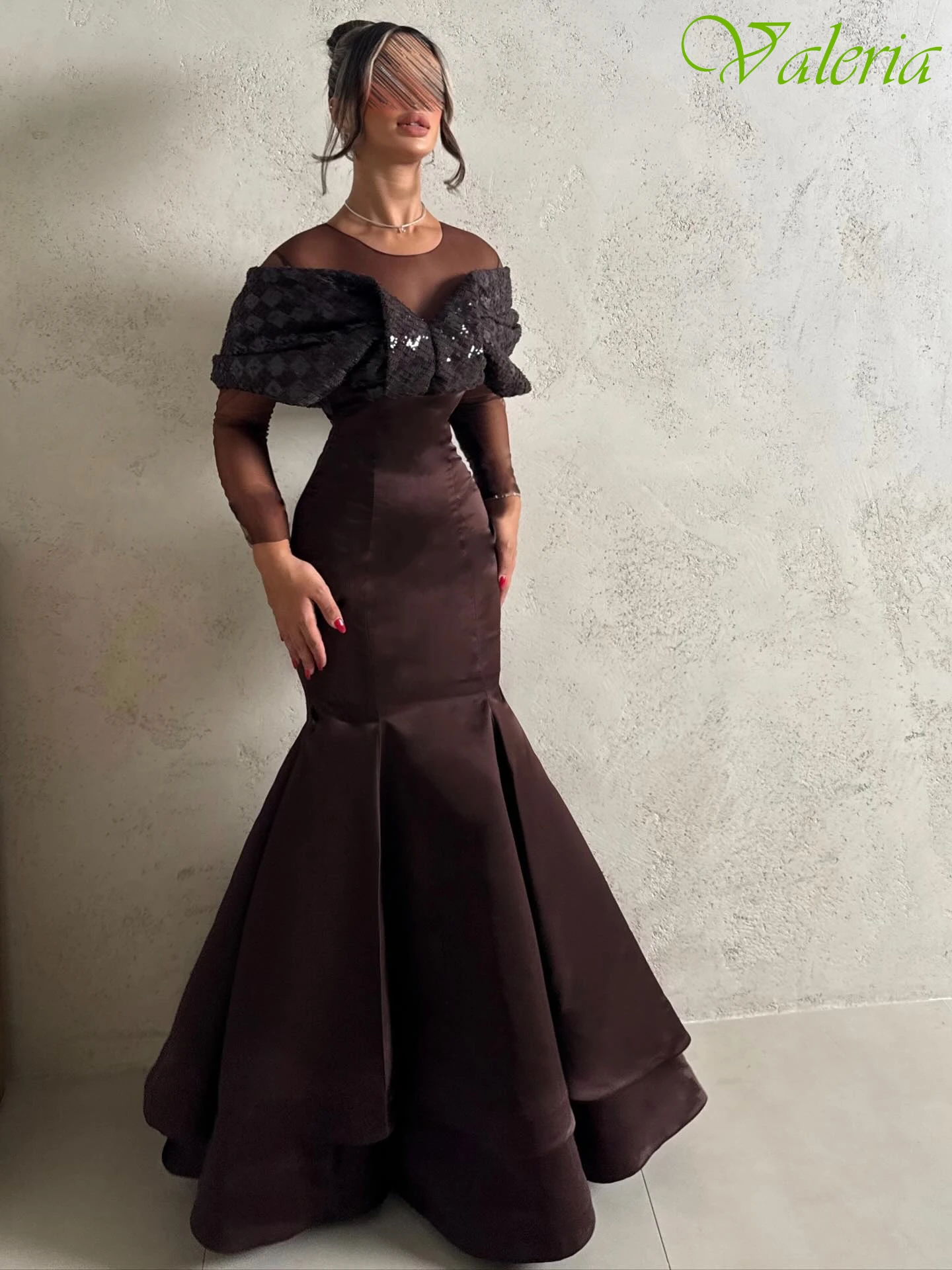 

Customized Mermaid Crew Neck Elegant Modern Evening Dress Delicate Temperament Special Occasion Gowns High Quality Party Dress