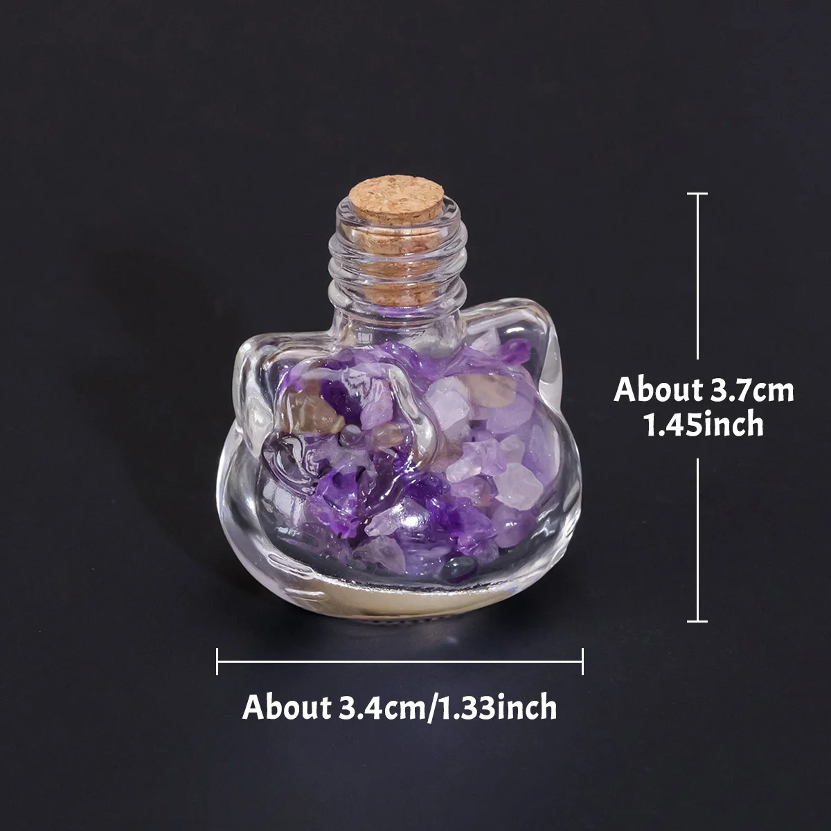 1pc Natural Crystal Chip Drift Bottle, Owl Wishing Bottle, Raw Crystal Ore Specimen, Teaching Sample, Home Decor Ornament