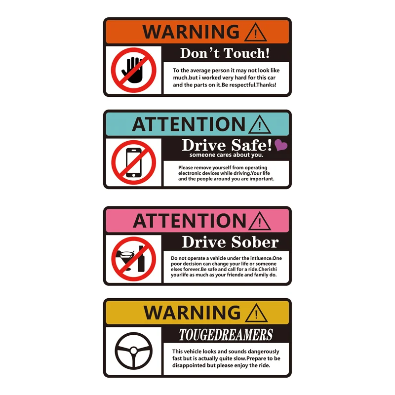 

Funny Warning Sign Multicolor Waterproof Vinyl Sticker Decal DIY Styling Accessories For Car Motorcycle Vehicle Exterior Decor