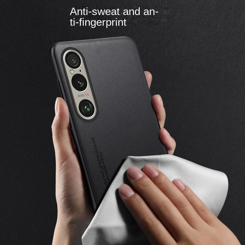 Funda de teléfono de cuero PU liso para Sony Xperia 1 VII, funda de teléfono con parachoques suave de silicona mate a prueba de golpes para Sony Xperia 10 IV 5 V