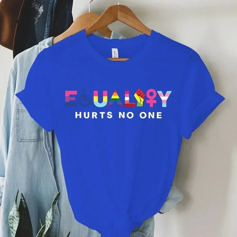 New Feminist Equality Hurts No One Print T Shirts Women Casual Round Neck Tees Top Summer Cool Loose Short Sleeve