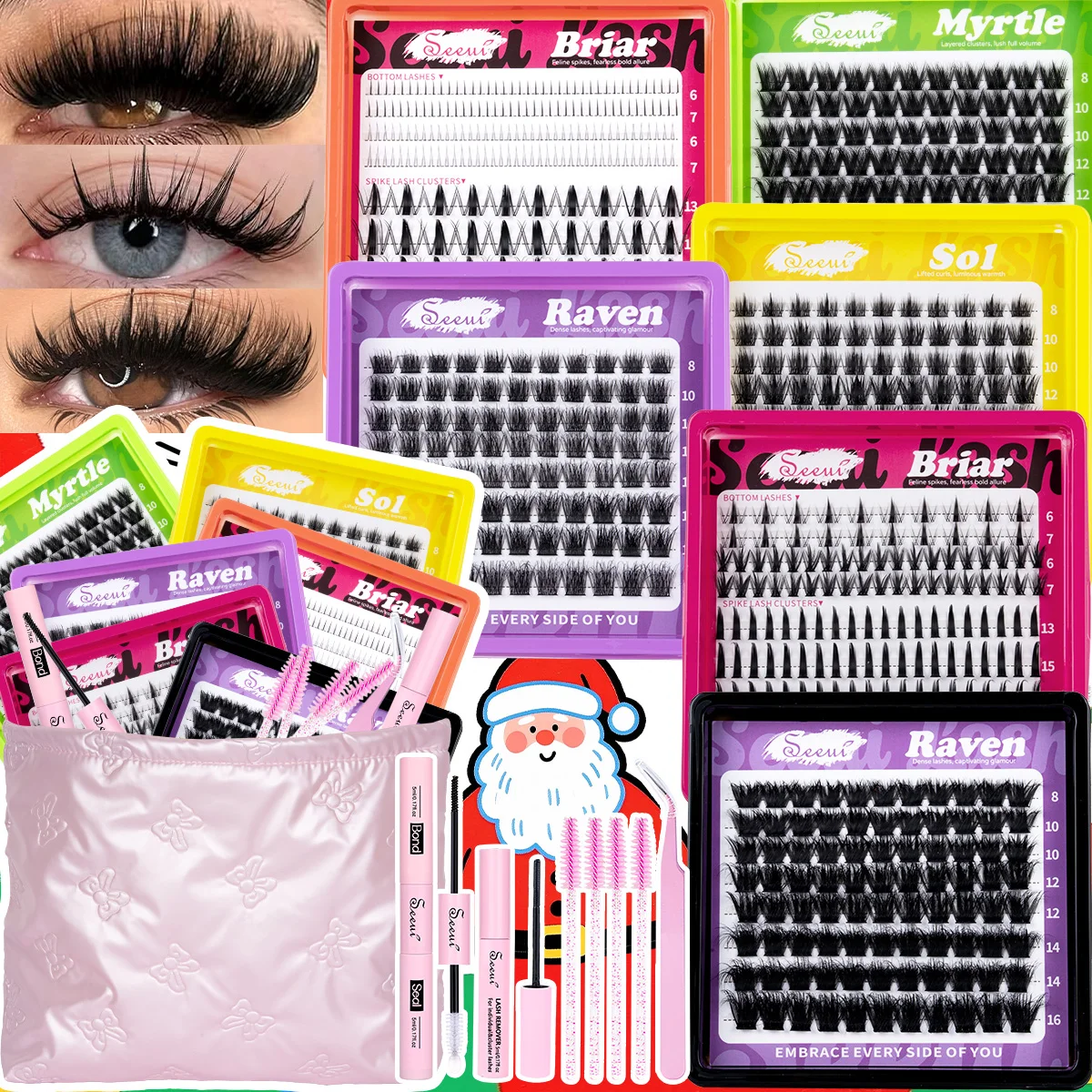 Fairy Lash Clusters Kit DIY Manga Lashes Natural Wispy Anime Lashes for Daily Work & Party Mix Styles Halloween Christmas Gift