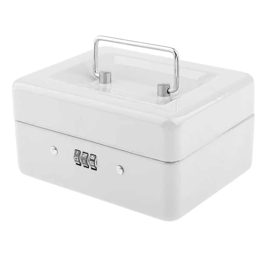 Money Box Metal Lock Boxes Portable 15x12x8 Case Accessories