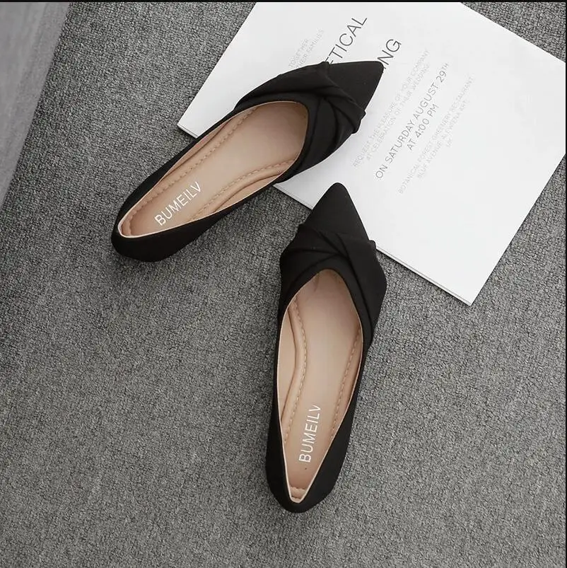 Women Flats Flock Leather Lady Pink Shoes Flat Heel Pointed Toe Slip on Rubber Soft Sole Shoes Zapatos De Mujer Women Shoes