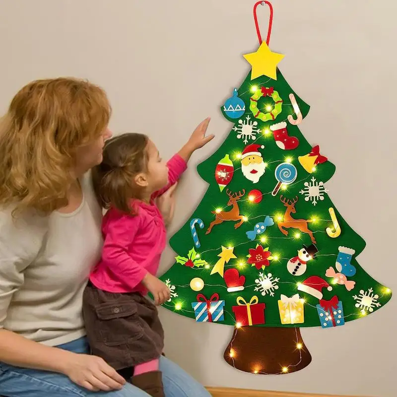 Felt Christmas Tree For Kids Felt Christmas Tree Kit Creative Kids Christmas Tree Toy Felt Christmas Tree Decor With LED String