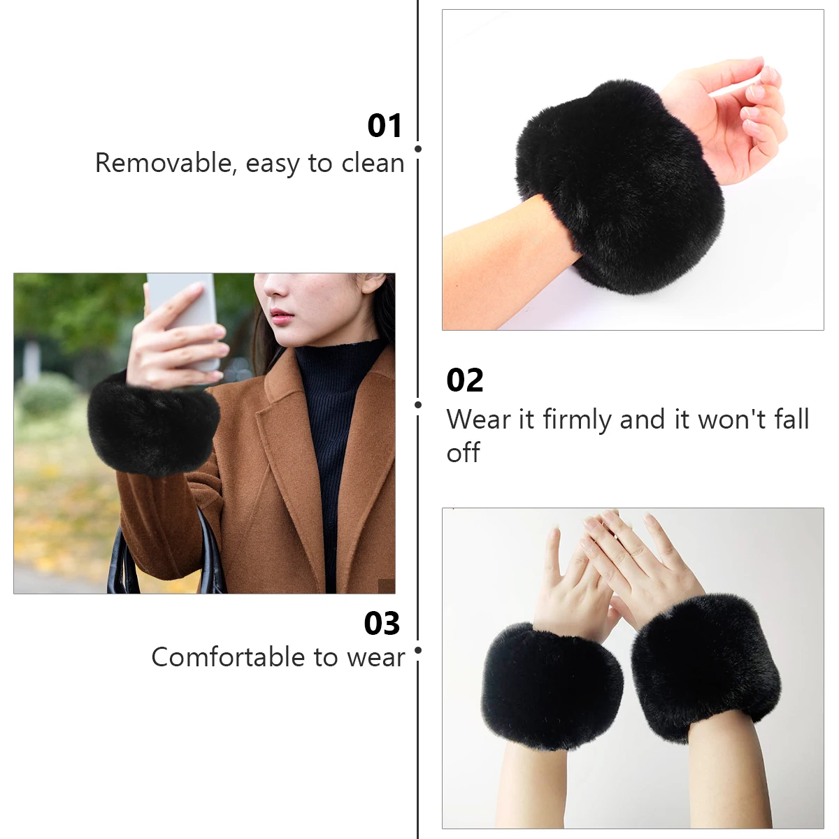 

Furry Wrist Cuff Warmers Winter Acrylic Gloves Covers for Women Girls Faux Arm Warmers Soft Kawaii Bracelets Look Thick