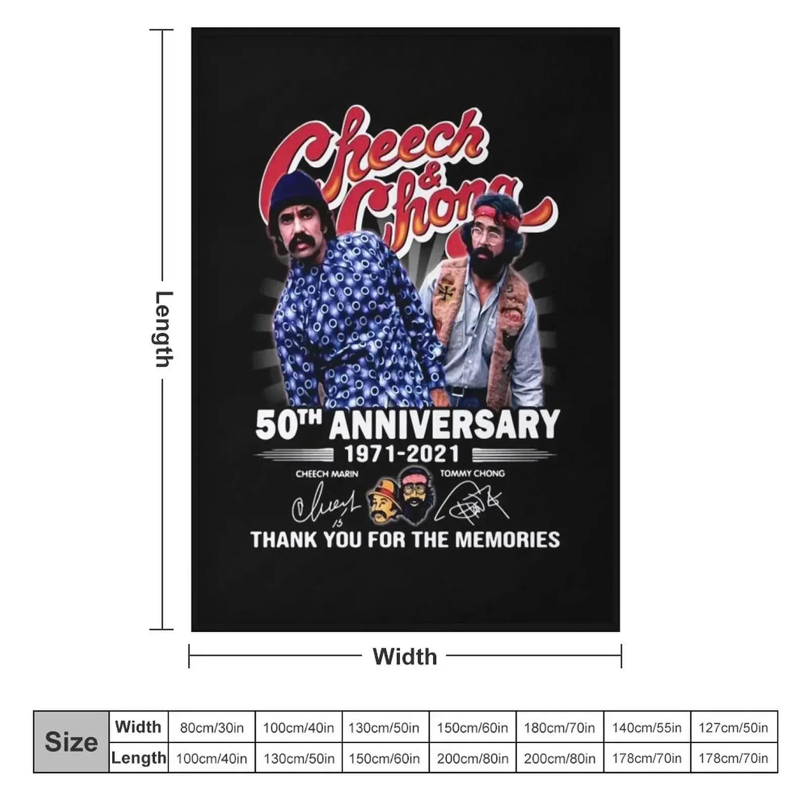 Cheech & Chong 50th Anniversary 1971-2021 Throw Blanket Vintage Blankets For Bed Personalized Gift Shaggy Blankets