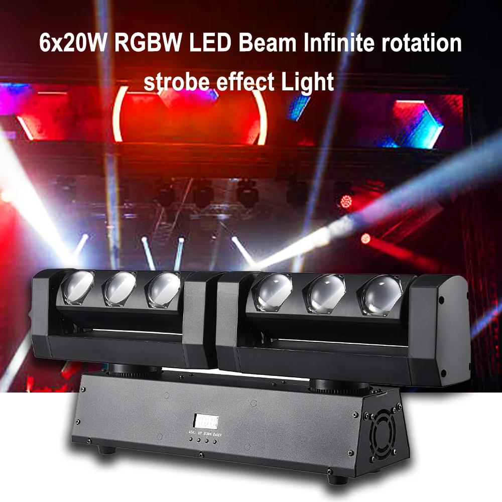 

6x20 Вт RGBW светодиодный луч бесконечное вращение стробоскопический эффект DMX512 для DJ дискотека вечеринка свадьба танцпол бар сценический светильник