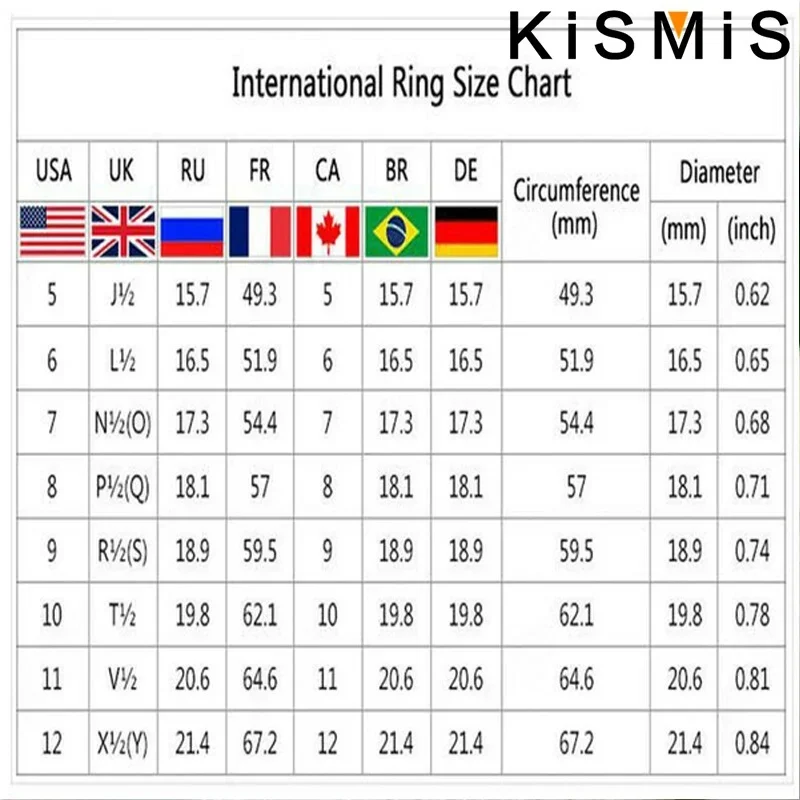 KISMIS 1PC Luxurious Fashion Jewelry for Women Silver Ring Natural Elegant Female Birthday Party Accessories Gift for Girlfriend