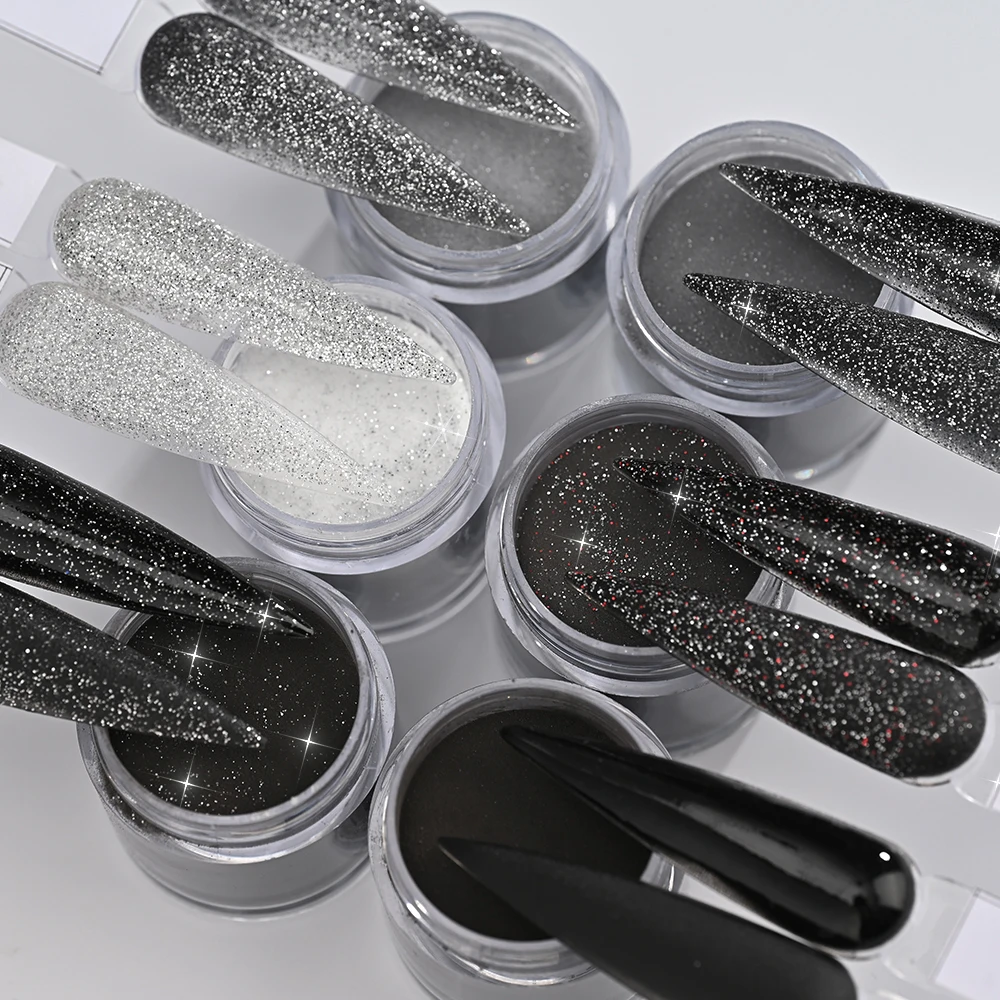 

6jar Red Flash Black Nail Polish Crystal Powder Set Glittery Crystal Powder Pigment For Nails Extension DIY Pigment For Manicure