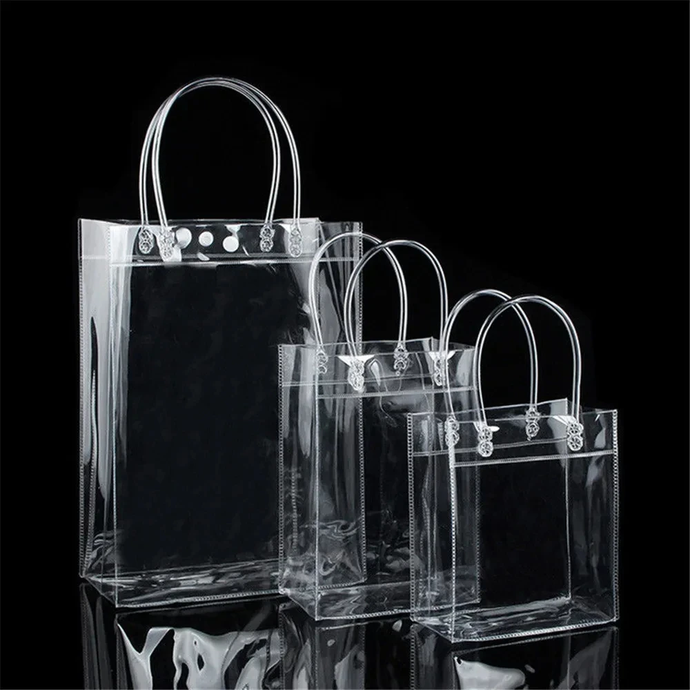 Women Clear Tote Bag PVC Transparent Handbag with Handle Shoulder Beach Trendy Bolsa De Regalo Shopping bags for Ladies