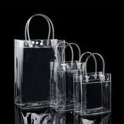 Women Clear Tote Bag PVC Transparent Handbag with Handle Shoulder Beach Trendy Bolsa De Regalo Shopping bags for Ladies