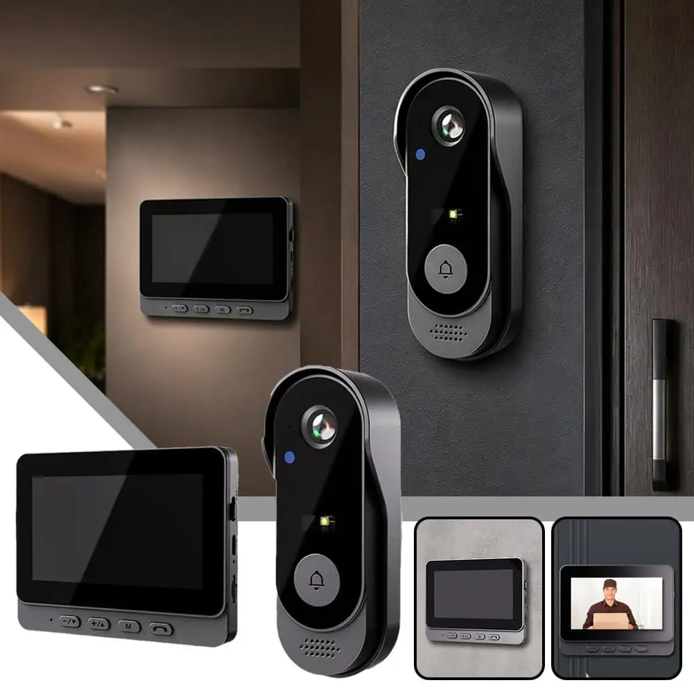 High-definition Video Doorbell Password Lock Night Vision Capture Waterproof Home Indoor Screen Surveillance Video Intercom Lock