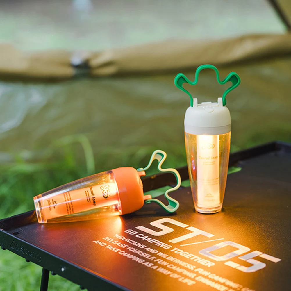 Lanterna da campeggio a forma di carota Luce d'atmosfera ricaricabile tramite USB IPX4 Dimmerazione continua impermeabile per picnic da campeggio all'aperto