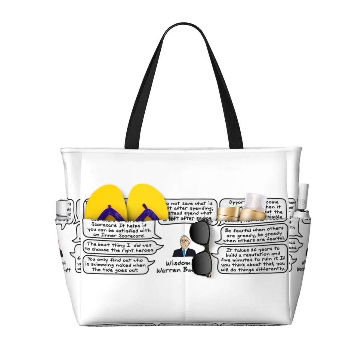 Wisdom Of Warren Buffett Beach Tote Bag Sport Gym Yoga Duffle Large Tote Bag Women Travel Bag Fitness bag