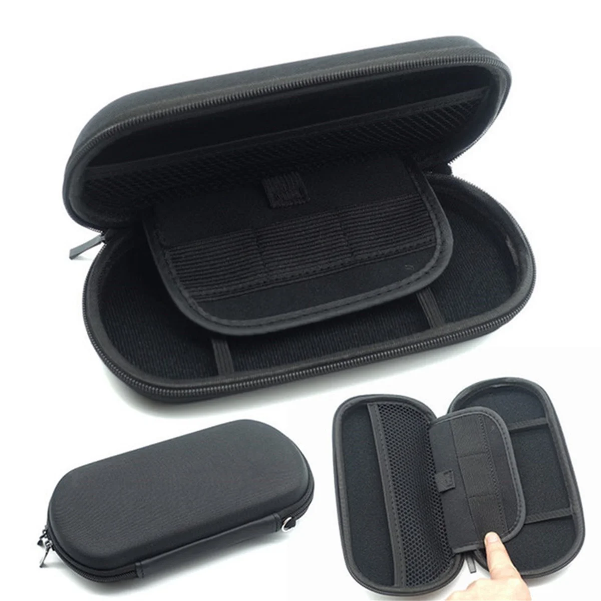 Funda rígida EVA para Sony PSP 1000/2000/3000, bolsa protectora de viaje para consola de juegos, bolsa de almacenamiento, gris-negro