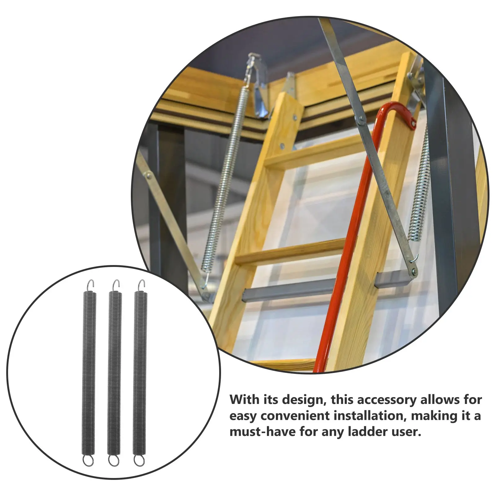 3 Pcs Attic Ladder Spring Kit Heavy Duty Steel Springs 20x280 Replacement Parts for Loft Stairs Durable Safe Easy Installation