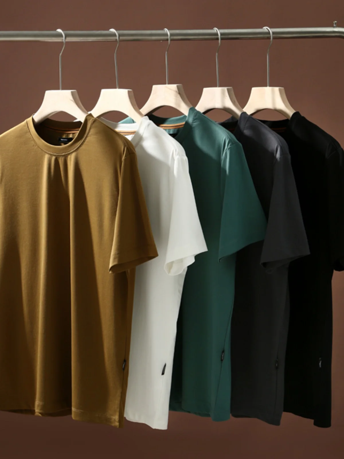

Italian Luxury Men's Summer Fashion Casual Short Sleeve T-shirt Silk Lyocell Standard Fit round Neck Color H