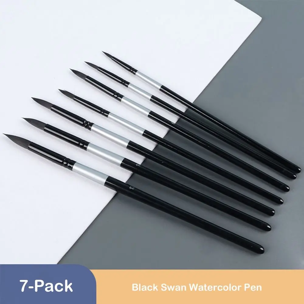7Pcs/Set Squirrel Hair Bristles Watercolor Brush Round/Pointed Tips Beginner Artist Kit Gouache Painting Pen Paint Brushes Set