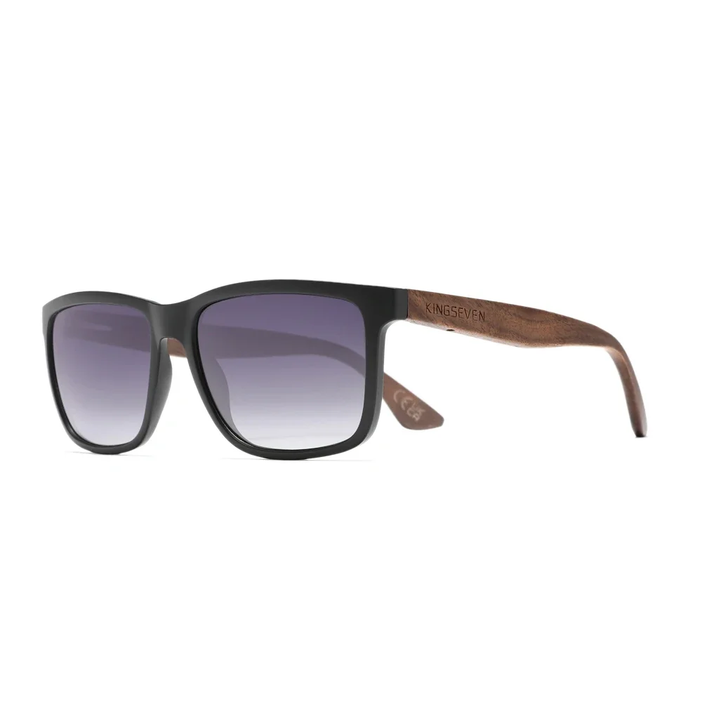 KINGSEVEN Walnut Wooden Sunglasses For Men Women Polarized UV400 Glasses Square Frame Vintage Eyewear