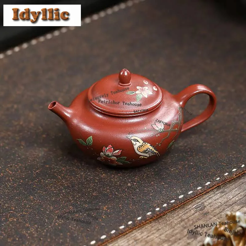 

140ml Creative Yixing Purple Clay Teapots Handmade Flat Antique Pot Raw Ore Red Downhill Mud Kettle Chinese Zisha Tea Set Craft